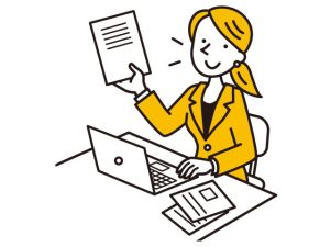 事務作業で正確さと丁寧さを意識してPC作業を行うイラスト